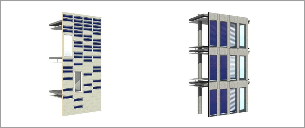 Facade-Lab, Fassade mit Streifenkollektoren, Fassade mit solarthermischer Jalousie, Fraunhofer ISE