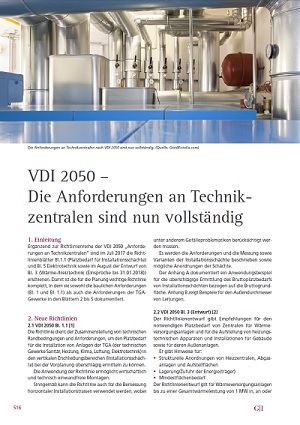 VDI 2050 - Anforderungen an Technikzentralen